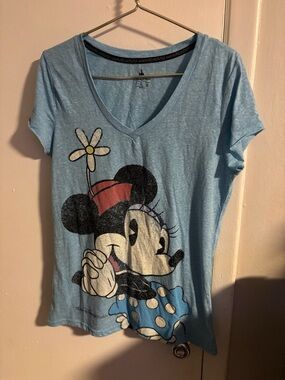 Disney Parks Minnie Mouse V Neck T Shirt Blue Graphic Tee Size L
(937)